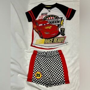 Disney Pixar Boy's Cars Short Sleep Set Lightning McQueen Race Car Size 5/6